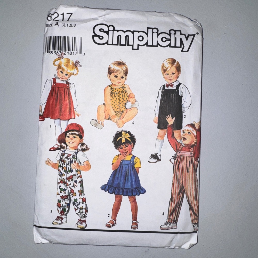 Simplicity 8217 Vintage Toddler Overalls Sundress Jumper Pattern Size A Uncut